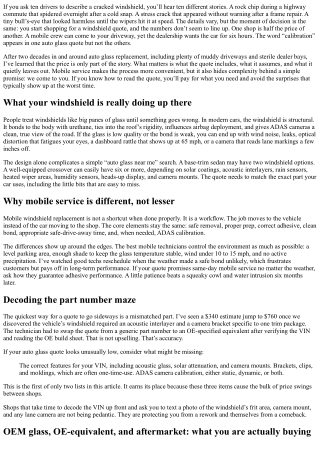 Mobile Windshield Replacement: Reading Between the Lines of an Auto Glass Quote