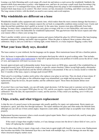 Windshield Replacement for Lease Vehicles: Rules and Tips