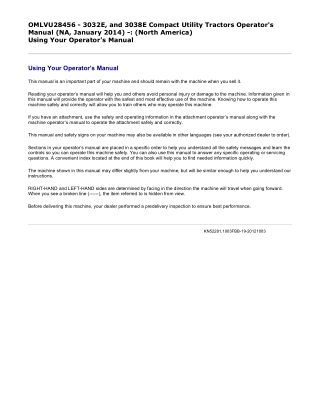 John Deere 3032E and 3038E Compact Utility Tractors (North America) Operator’s Manual Instant Download (Publication No.