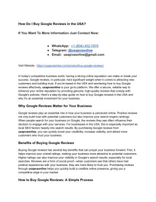 How Do I Buy Google Reviews in the USA