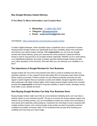 Buy Google Reviews Instant Delivery