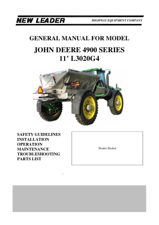 John Deere 4900 Series L3020G4 MULTAPPLIER Operator’s and Parts Manual Instant Download (Publication No. JDL3020G4)