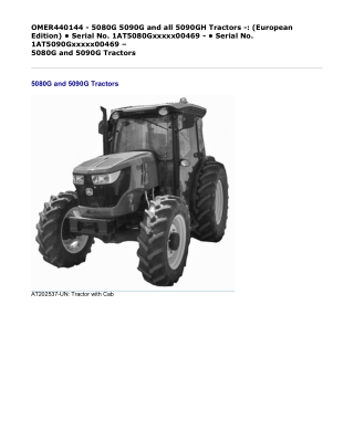John Deere 5080G, 5090G and all 5090GH Tractors (European Edition) Operator’s Manual Instant Download (Publication No. O
