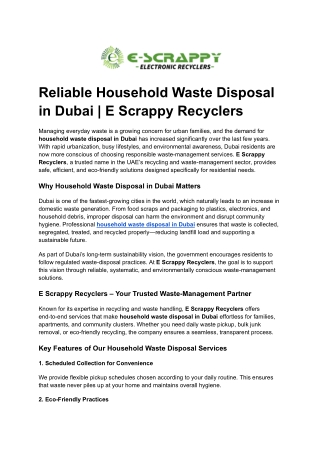 Reliable Household Waste Disposal in Dubai _ E Scrappy Recyclers