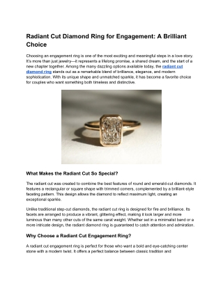 Radiant Cut Diamond Ring for Engagement_ A Brilliant Choice