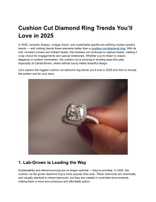 Cushion Cut Diamond Ring Trends You’ll Love in 2025