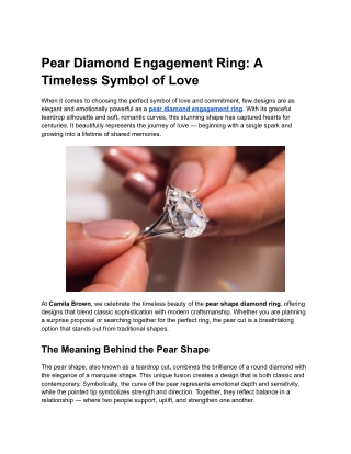Pear Diamond Engagement Ring_ A Timeless Symbol of Love
