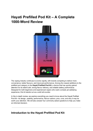 Hayati Prefilled Pod Kit – A Complete 1000-Word Review - Google Docs