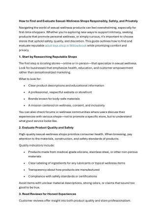 How to Find and Evaluate Sexual-Wellness Shops Responsibly, Safely, and Privately