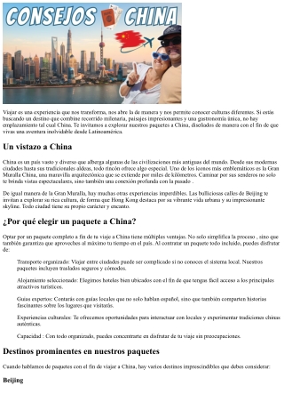 Desde América Latina hacia la la muralla china, conoce nuestro promoción.