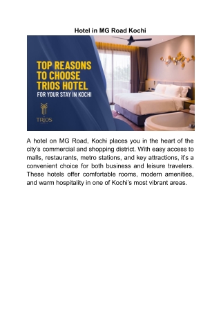 Hotel in MG Road Kochi