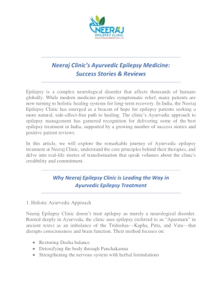 Neeraj Clinic’s Ayurvedic Epilepsy Medicine Success Stories & Reviews