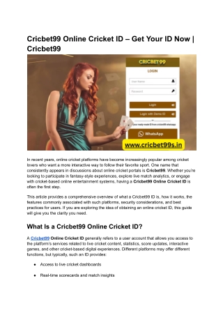 Cricbet99 Online Cricket ID – Get Your ID Now _ Cricbet99
