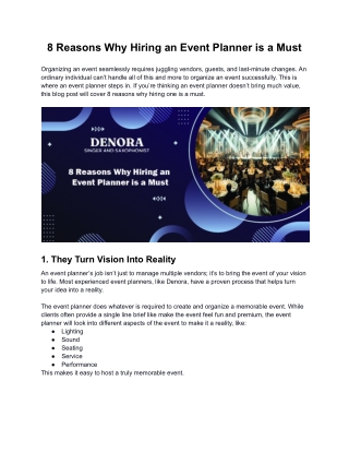 8 Reasons Why Hiring an Event Planner is a Must