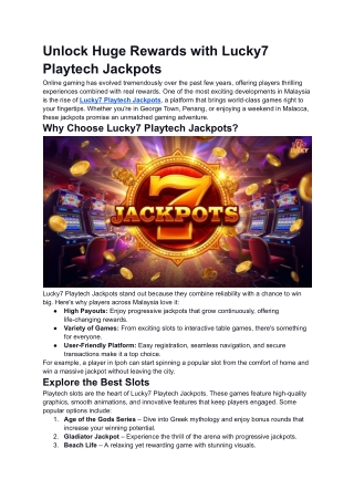 Lucky7 Playtech Jackpots