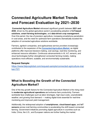Connected Agriculture Market Trends and Forecast Evaluation by 2021–2030