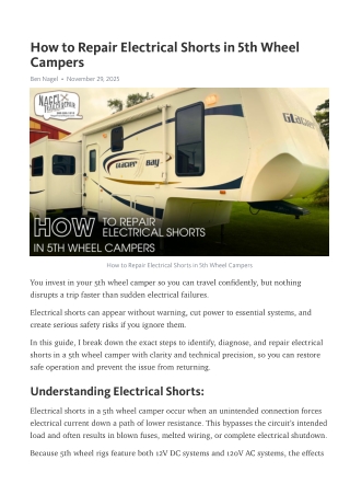 Fix 5th Wheel Camper Electrical Shorts in Michigan