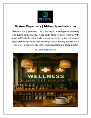 Dc Area Dispensary | Mdsupplywellness.com