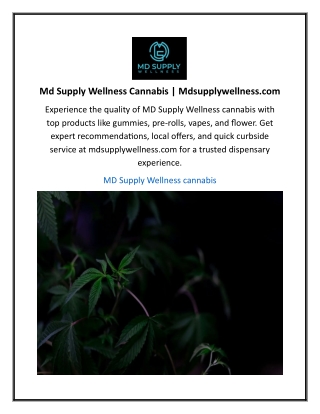 Md Supply Wellness Cannabis | Mdsupplywellness.com