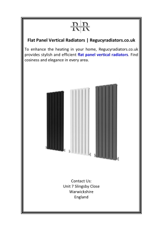 Flat Panel Vertical Radiators  Regucyradiators.co.uk