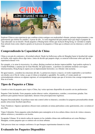 Viajes a China:  Proceso  de Paquetes que se Adaptan a tu Estilo