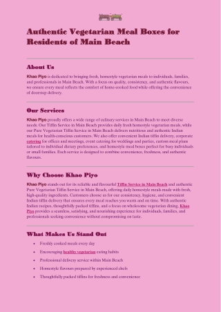 Authentic Vegetarian Meal Boxes for Residents of Main Beach