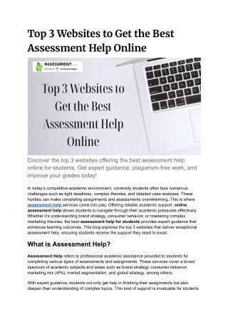 Top 3 Websites to Get the Best Assessment Help Online