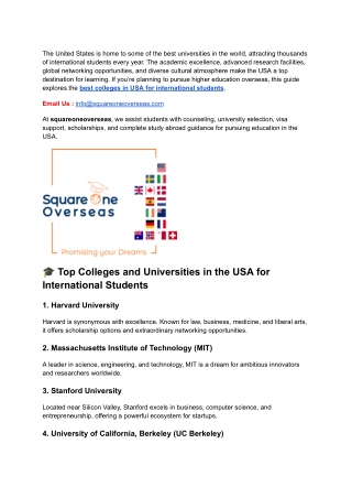 best colleges in USA for international students