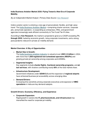 Business Jet Operators in India: Key Insights | Sample Report by Ken Research