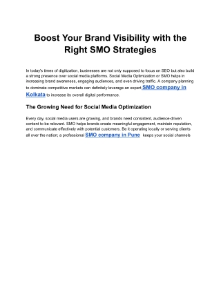 Boost Your Brand Visibility with the Right SMO Strategies