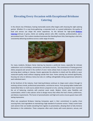 Elevating Every Occasion with Exceptional Brisbane Catering