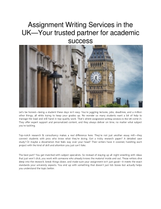 Top-notch Research & Consultancy: Premium Assignment Writing Services in the UK