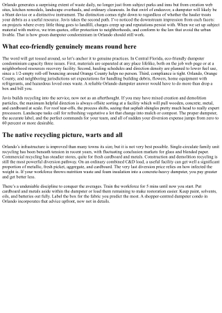 Eco-Friendly Dumpster Rental Orlando: Recycling with Javis