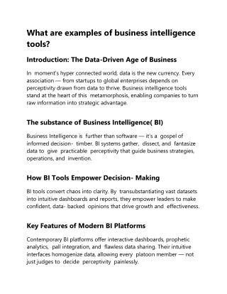 whatareexamplesofbusinessintelligencetools