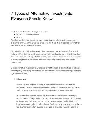 7 Types of Alternative Investments Everyone Should Know