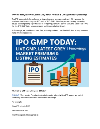 IPO GMP Today Live GMP, Latest Grey Market Premium Listing Estimates  Finowings
