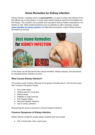 Home Remedies for Kidney Infection