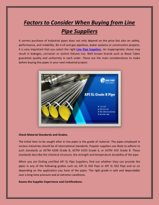 Factors to Consider When Buying from Line Pipe Suppliers