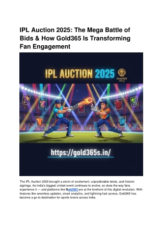 IPL Auction 2025_ The Mega Battle of Bids & How Gold365 Is Transforming Fan Engagement