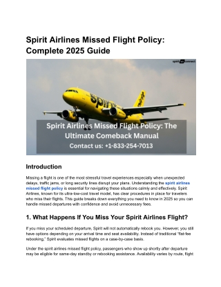 Spirit Airlines Missed Flight Policy  Complete 2025 Guide