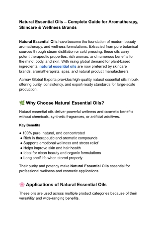 Natural Essential Oils – Complete Guide for Aromatherapy, Skincare & Wellness Brands