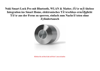 7669 Nuki Smart Lock Pro mit Bluetooth  WLAN   Matter  fÃƒÂ¼r mÃƒÂ¼helose Integration ins Smart Home  el