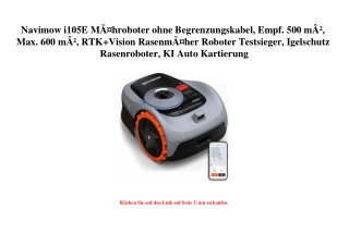 1252 Navimow i105E MÃƒÂ¤hroboter ohne Begrenzungskabel  Empf. 500 mÃ‚Â²  Max. 600 mÃ‚Â²  RTK Vision Rase
