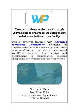 Create modern websites through Advanced WordPress Development solutions tailored