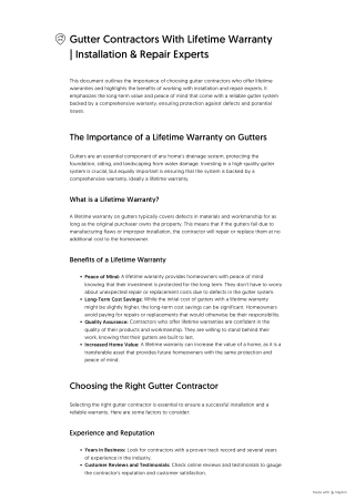 Gutter Contractors With Lifetime Warranty _ Installation & Repair Experts