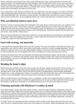 Siding, Soffit, and Fascia: Coordinating Exterior Updates in Kitchener