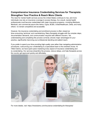 Insurance Credentialing Services for Therapists by imed