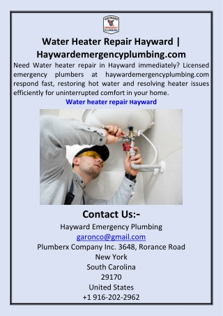 Water Heater Repair Hayward Haywardemergencyplumbing.com