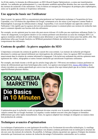 L'évolution des techniques de référencement utilisées par les agences modernes.