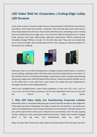 LED Video Wall for Corporates  Cutting-Edge Lobby LED Screens